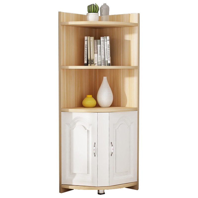 [硕辉]置物架 圆角三层实木纹置物架 米色