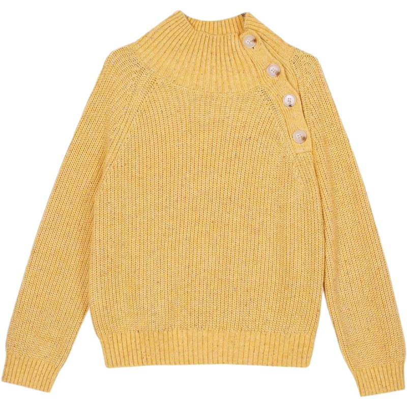 色毛衣女2019冬新款宽松外穿韩版长袖半高领毛针织衫单排扣上衣