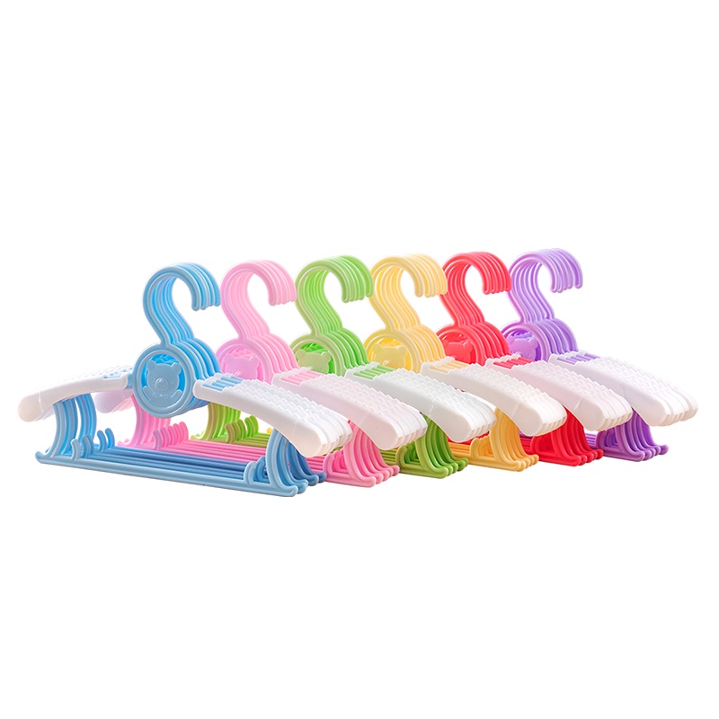 欧润哲 儿童衣架 塑料可伸展10只装 一套10只小孩晾晒家用收纳晾衣裤架衣撑子干湿两用