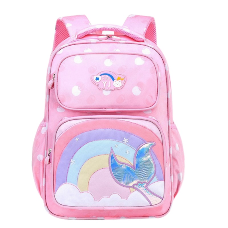 迪嘉乐小学生书包女孩彩虹可爱卡通减负护脊背包轻便儿童双肩包