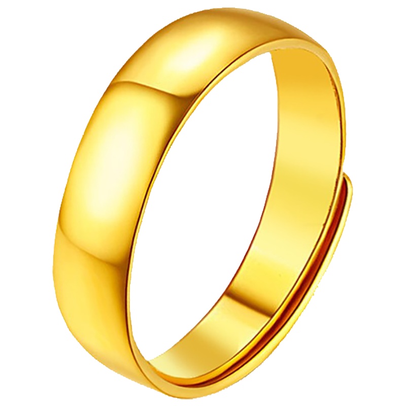 翠绿 黄金戒指 足金999男女款光面光圈戒子 金重约5.45-5.55g A01000030135