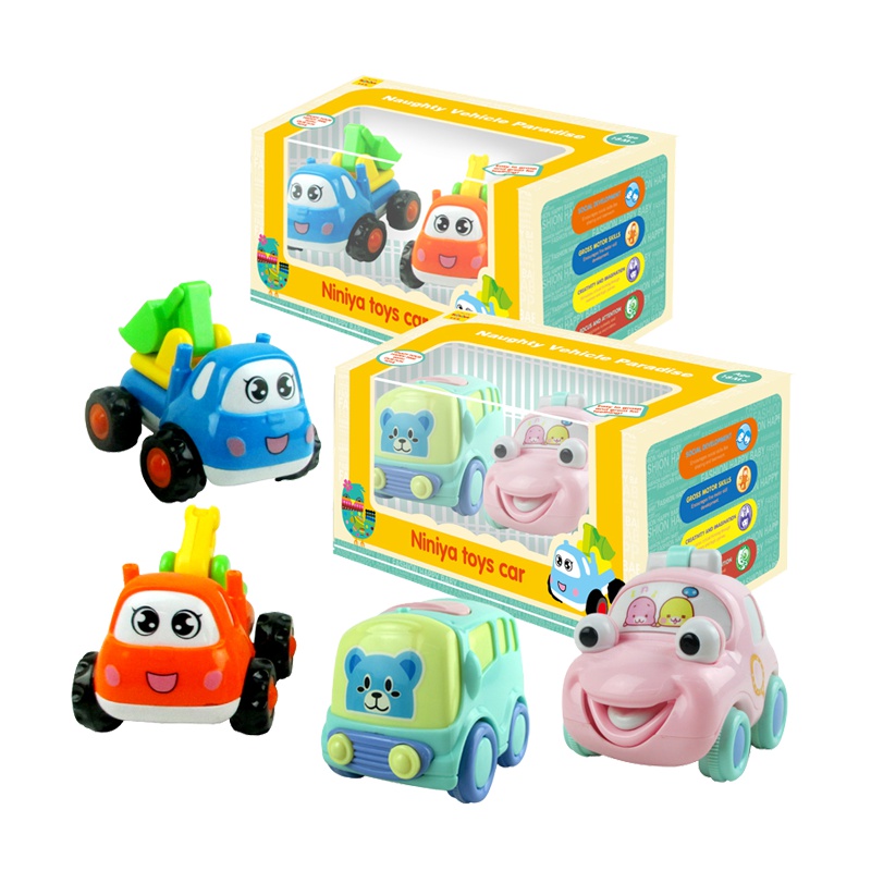 妮妮雅惯性卡通车2只装工程2款混装 宝宝幼儿益智玩具车