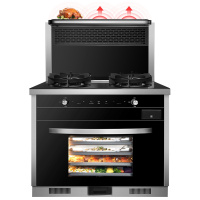 欧尼尔OUNIER LX5-BZ 电热自动清洗侧吸一体式分体式翻盖智能厨房一体机下排式油烟机灶具蒸箱款 液化气集成灶