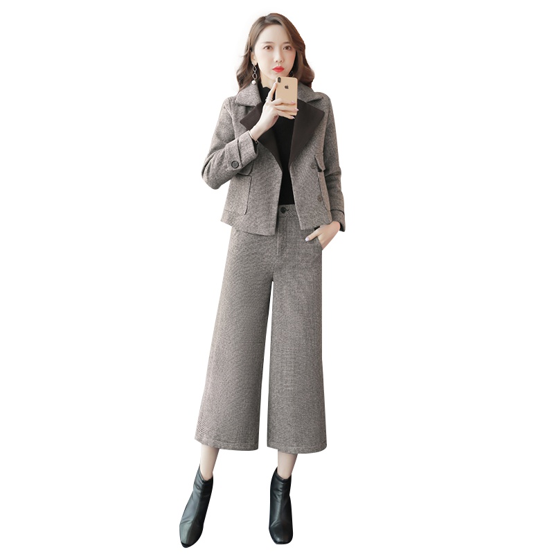 丝柏舍2019秋装女时尚长袖外套搭九分休闲裤套装S93B4755N