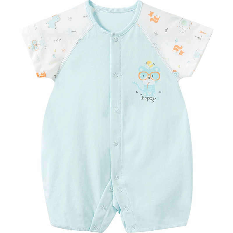 哈贝比（happyB） 婴儿衣服夏季连体衣薄款宝宝短袖哈衣爬服新生儿纯棉夏装