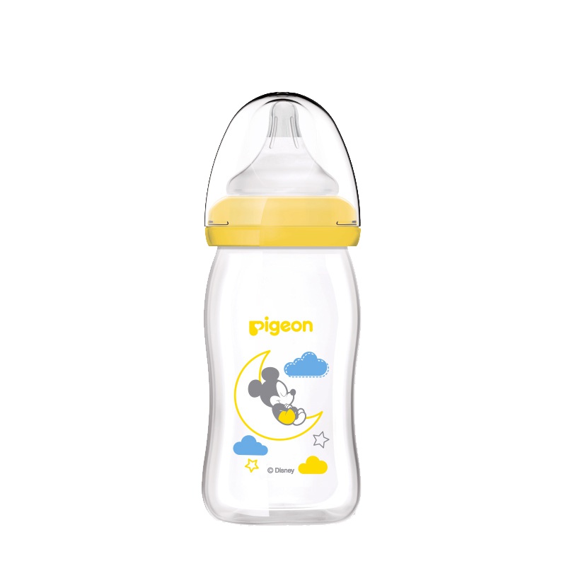贝亲PIGEON“自然实感”宽口径玻璃彩绘奶瓶160ml配SS奶嘴（米奇宝宝-安睡）-3635
