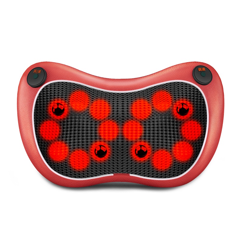 璐瑶(LUYAO)按摩枕 LY-9706十六头红色双键版 磁疗法 红外线疗法 揉捏按摩 家车两用 定时功能 背部颈部全身