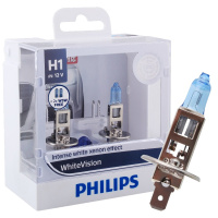 飞利浦(PHILIPS)璀璨之光H1升级型汽车灯泡大灯灯泡近光灯远光灯卤素灯2支装 增亮60%时尚白光