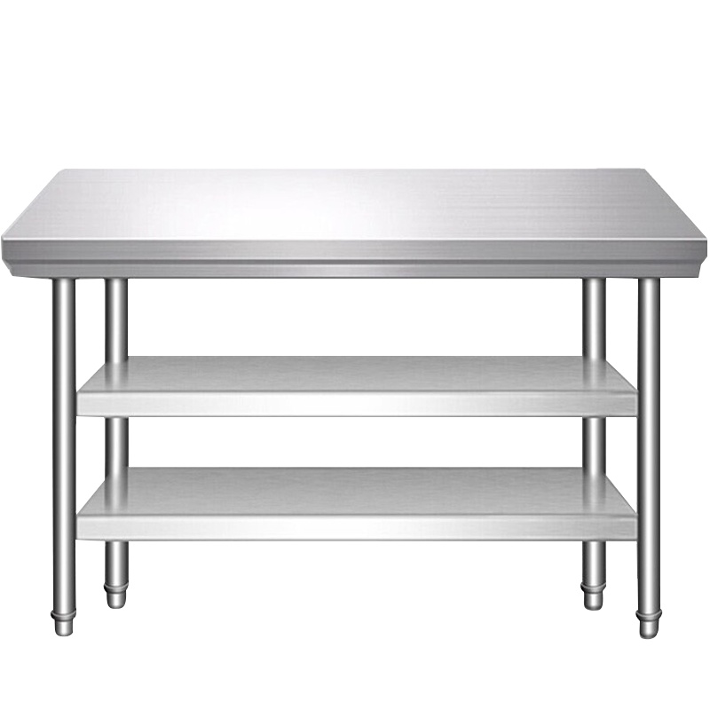 德玛仕不锈钢工作台 厨房操作台置物架商用打荷台 三层操作台1200x800x800mm（工程款304无磁不锈钢）