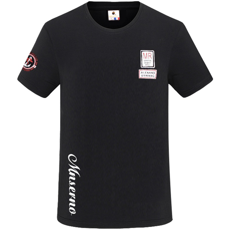 短袖t恤男修身印花上衣青年休闲白色圆领体恤男士夏季薄款打底衫