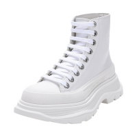 亚历山大·麦昆 ALEXANDER MCQUEEN 女士皮革高帮系带运动鞋厚底鞋633900 WHZ62