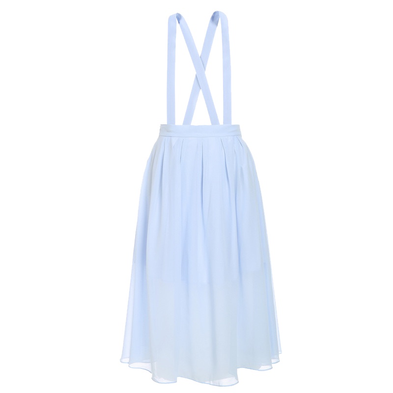 秋水伊人夏新款女装中长款修身背带雪纺半身裙FR251