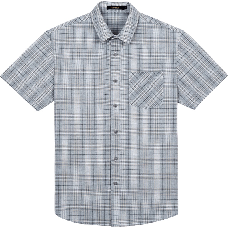 千纸鹤男装短袖上衣男2020夏季新款青年商务休闲格子衬衫男10282