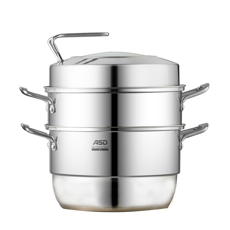 爱仕达(ASD)蒸锅 三层28cm 304不锈钢 家用大容量 加厚旋风锅底 ZS28G1Q 电磁炉通用