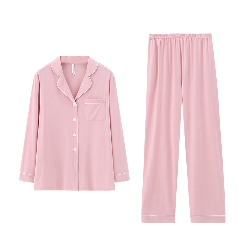 安之伴简约情侣睡衣女秋季纯棉长袖裤套装大码宽松家居服