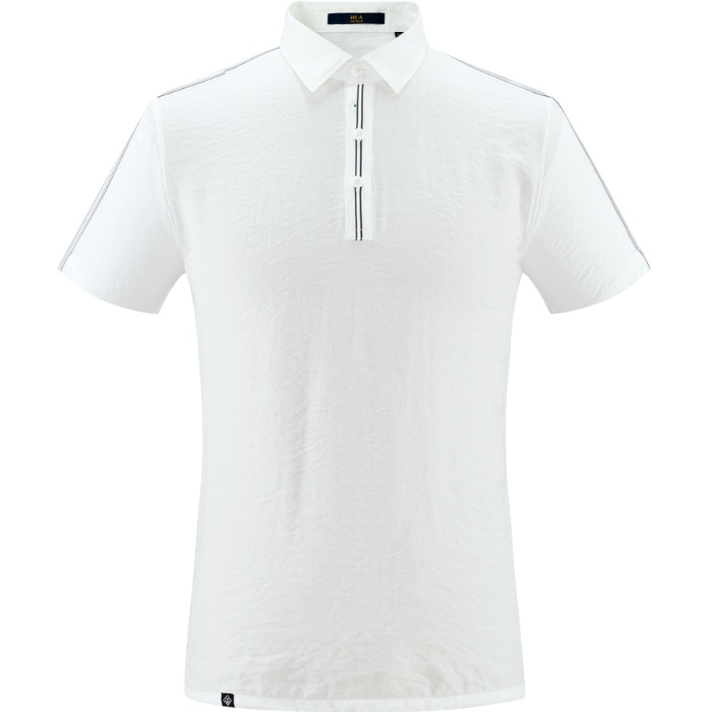 HLA海澜之家半开襟翻领休闲上衣2019夏季纯色套头短袖上衣男HNZPJ2R007A