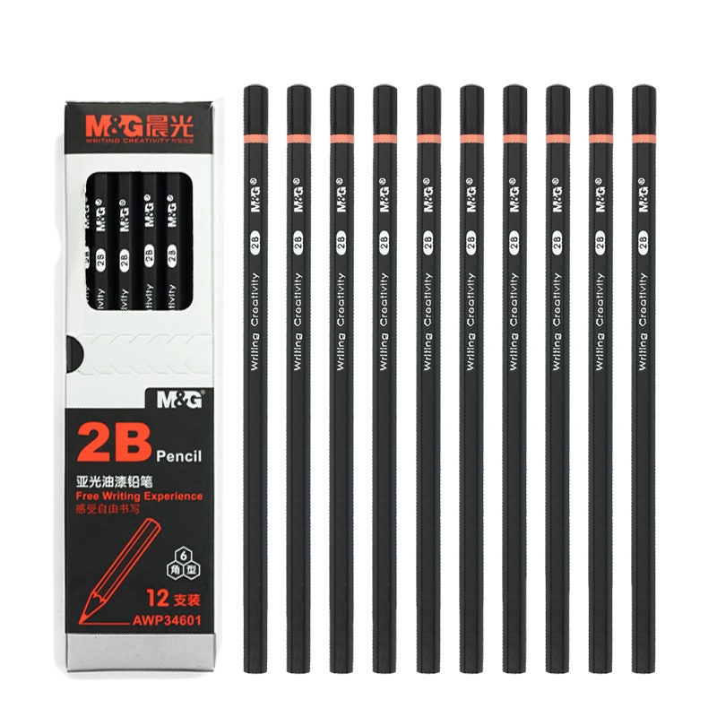 晨光（M&G）六角笔杆原木2B考试铅笔 12支/盒AWP34601 3盒/件