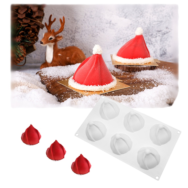 6连圣诞帽慕斯模