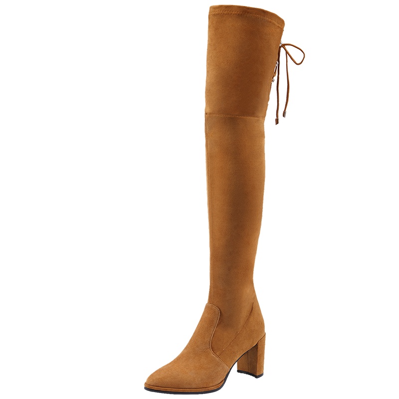 HARSON/哈森尖头粗跟长筒大高靴HA85801