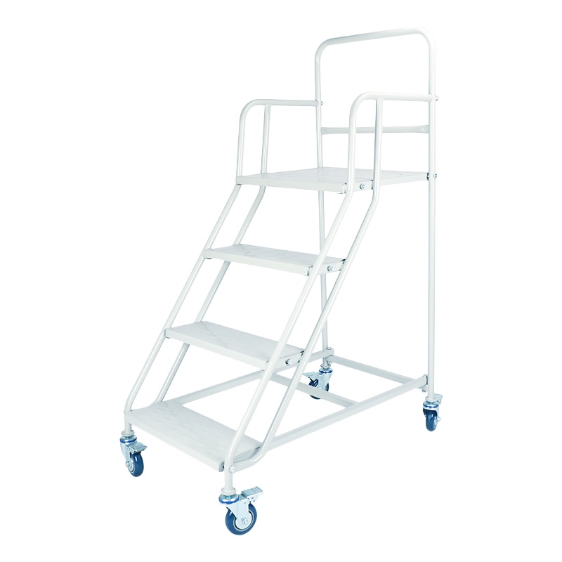 规格[四步梯平台1米带护栏 材质铁 承重300KG]登高梯钢制理货梯仓库移动平台登高取货子登高车超市车间货物货梯