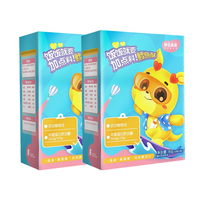 秋田满满 富含DHA鳕鱼酥80g*2盒 辅食添加料搭配宝宝肉松婴儿无添加儿童鱼松鳕鱼酥猪肉酥