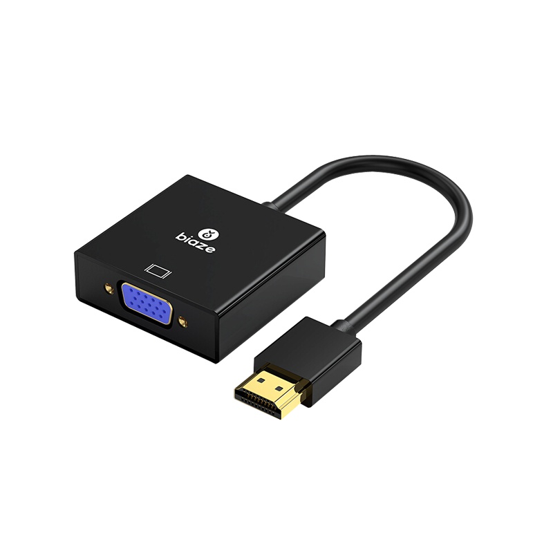 毕亚兹 HDMI转VGA线转换器 高清视频转接头适配器ZH62-黑
