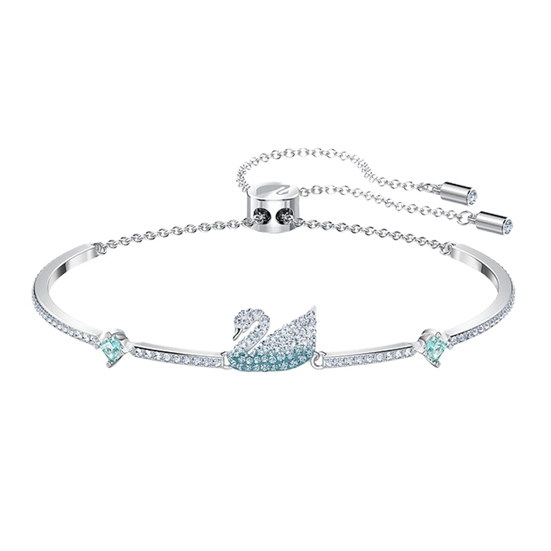 施华洛世奇(Swarovski)ICONIC SWAN 蓝色天鹅手链女 手镯饰品5549312