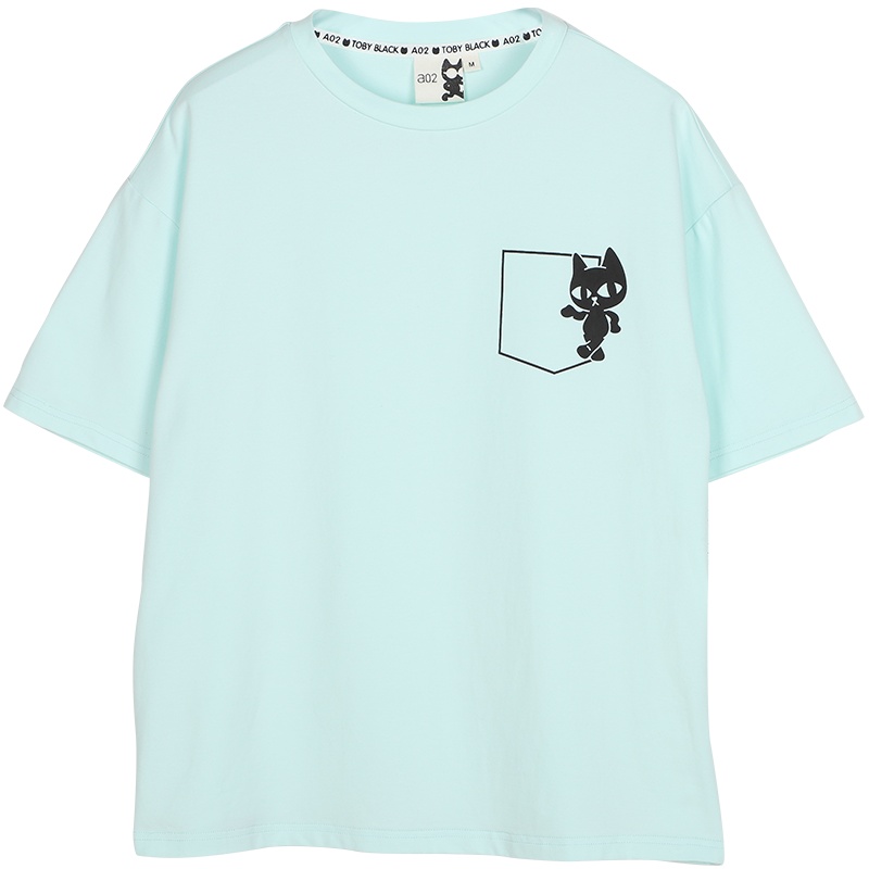 a02新款2020简约减龄卡通印花宽松短袖T恤女潮DTV1B0951KT