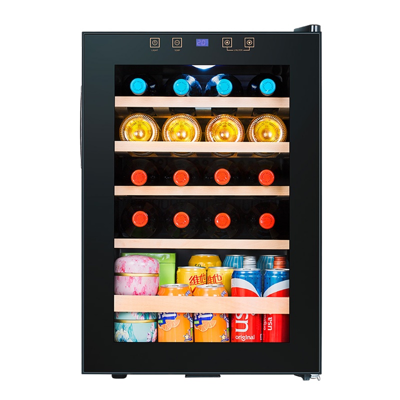 凯得.品味爱(candor) JC-62E 压缩机恒温红酒柜 榉木层架双层玻璃 家用冰吧 茶叶柜 19瓶 62L