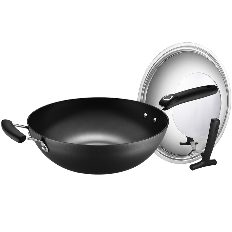 爱仕达(ASD)炒锅CF32B5Q 铸铁锅铁锅燃气电磁炉锅32cm家用炒菜锅不锈无涂层 商场同款