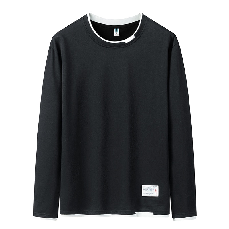 2021年秋冬新款男士t恤男圆领棉质长袖体恤男士休闲百搭舒适透气男士T恤男衣服李维犀牛LEEVIRHINO-PG