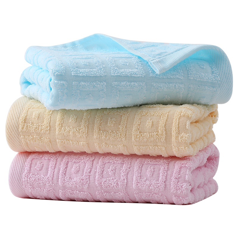 洁丽雅10条装毛巾家纺纯棉提花小方格素色吸水