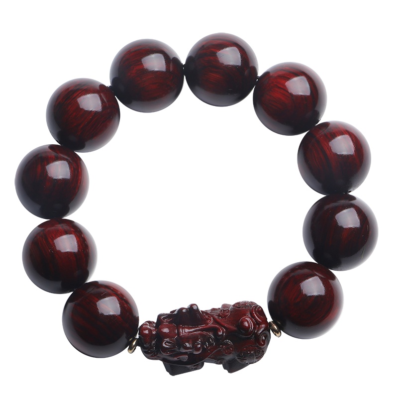 月印百川 小叶紫檀佛珠手串 高密度顺纹金星圆珠男款单圈手链