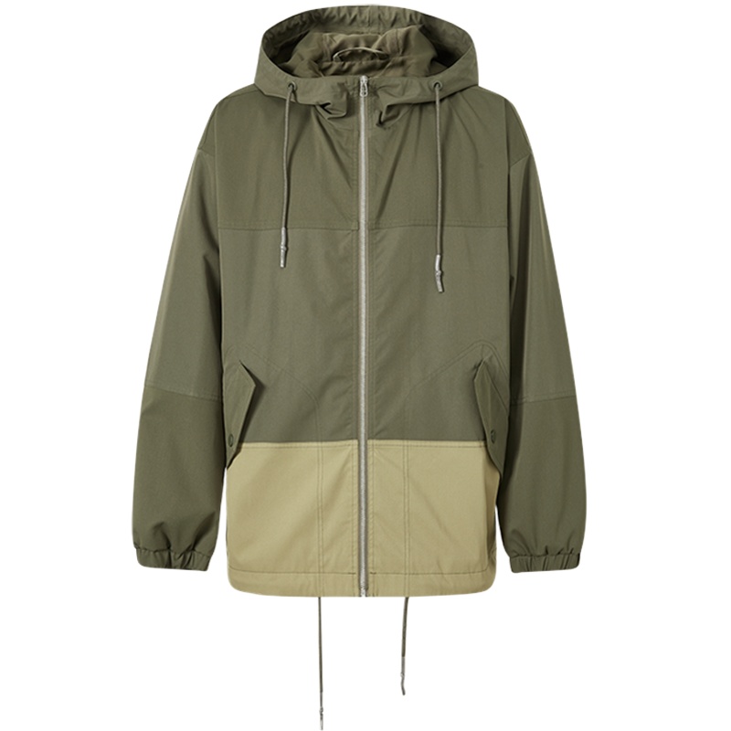 美特斯邦威休闲连帽外套男新款秋季简约拼接工装潮流男士夹克