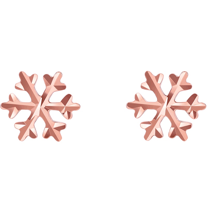 周大生18K金雪花耳钉 闪耀车花玫瑰金耳饰Au750正品新款耳环 送女友纪念日礼品