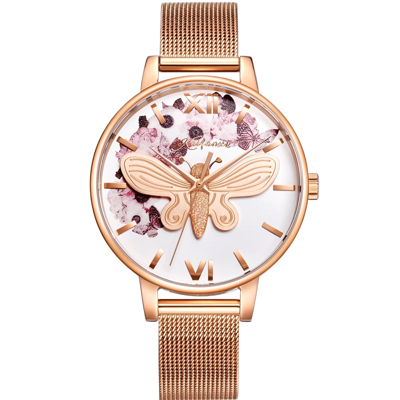 M.B.K凯梵希系列手表时尚潮流女表防水表品牌石英表 女士手表3D蝴蝶ob手表小蜜蜂英伦休闲风5899