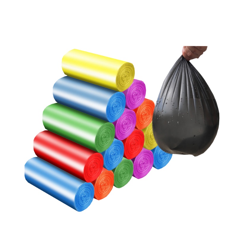 【300只装】加厚黑色平口垃圾袋厨房家用抽绳彩色背心塑料袋