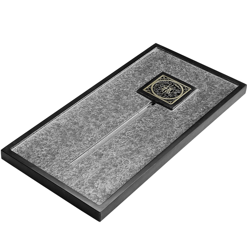 日式乌金石茶盘家用石头茶台茶托盘简约功夫茶具单品禅意现代 天福乌金石60x30x3