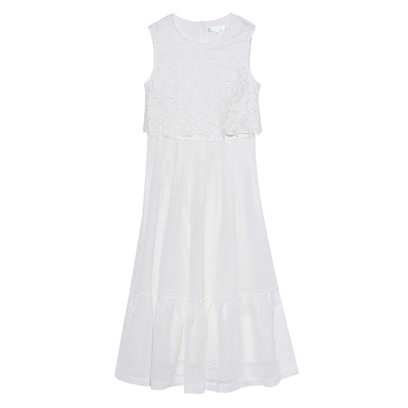 马克华菲女装2018夏连衣裙无袖拼接性感长裙