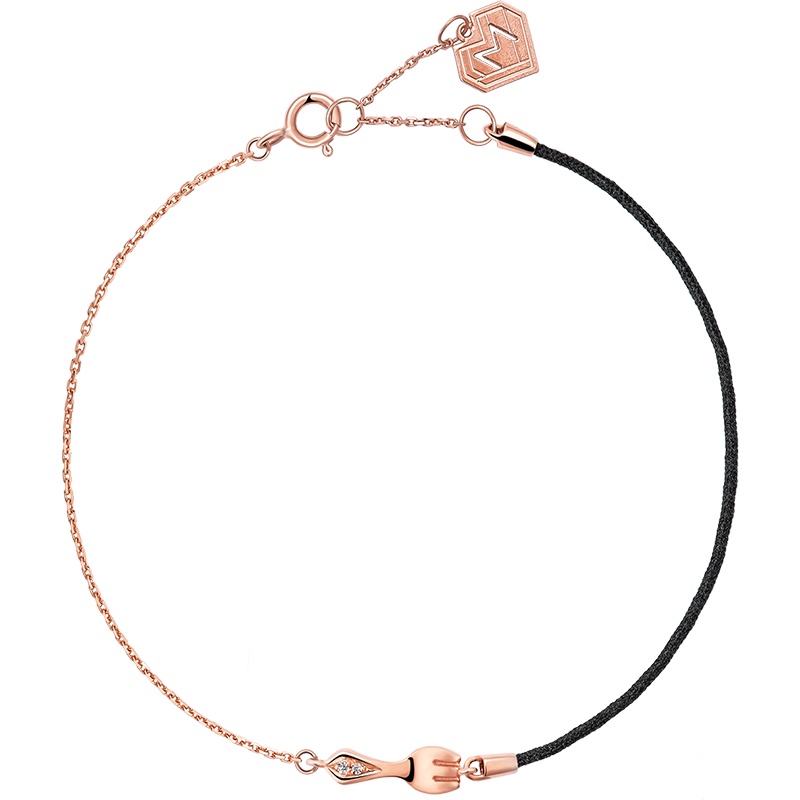 MONOLOGUE独白MIX早餐可爱叉子9K金钻石黑绳手链MA741精品