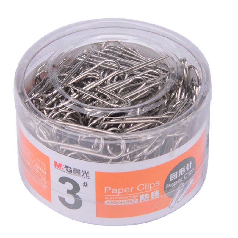 晨光文具ABS91697 3号金属回形针金属曲别针 异形万字夹针 回旋针扣针 财务用品 5筒装(200枚/筒)