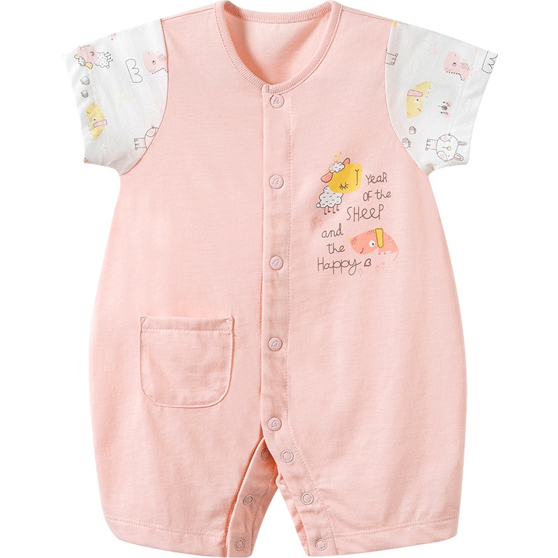 哈贝比婴儿衣服夏季连体衣薄款宝宝短袖哈衣爬服新生儿夏装纯棉