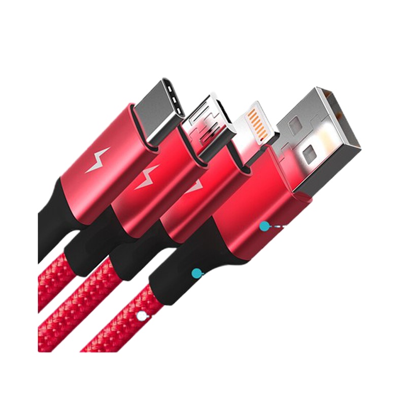 ESCASE 数据线三合一苹果充电器线一拖三适用Type-c安卓iPhone 11 pro华为Mate 30 Pro 快