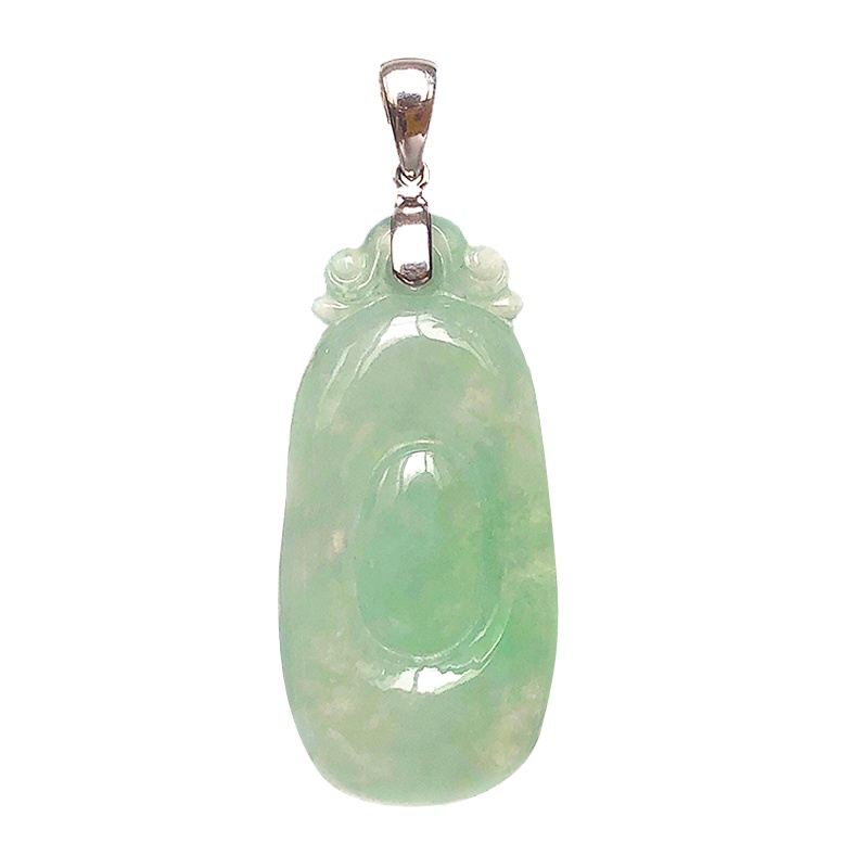 缘源珠宝 18K福在眼前翡翠吊坠冰糯阳绿寓意福在眼前福气满满玉坠自戴送老婆送妈妈礼物 不含链