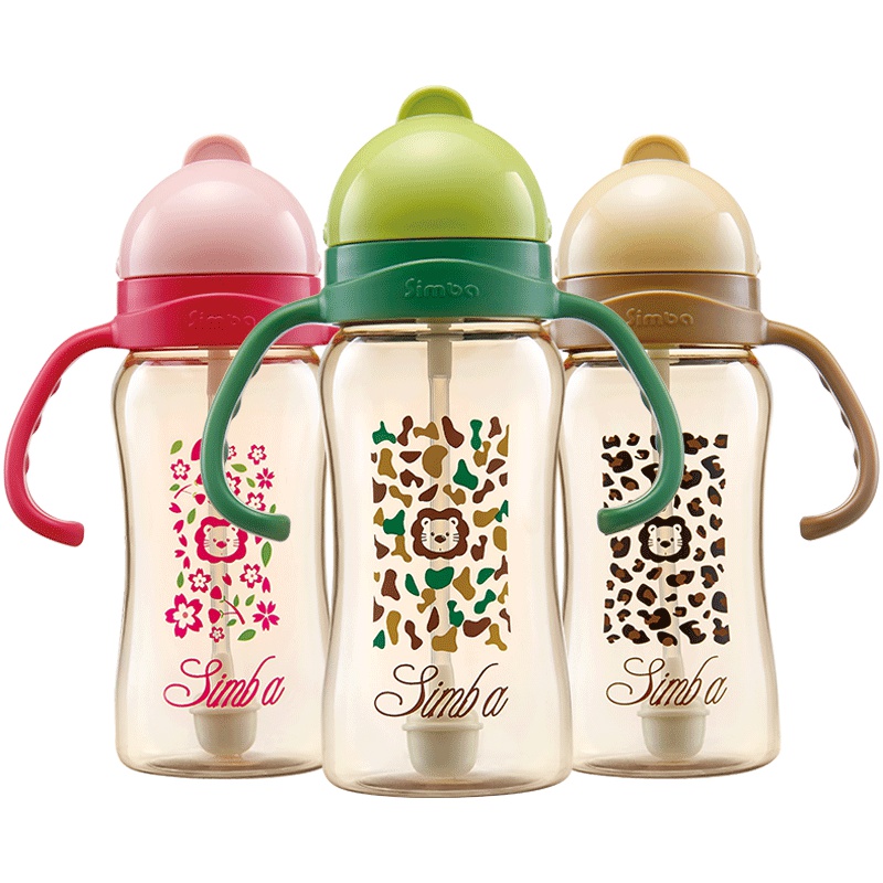 小狮王辛巴(simba)PPSU重力球吸管杯婴儿学饮杯防漏防呛宝宝喝奶儿童水杯240ml(豹纹) S8601