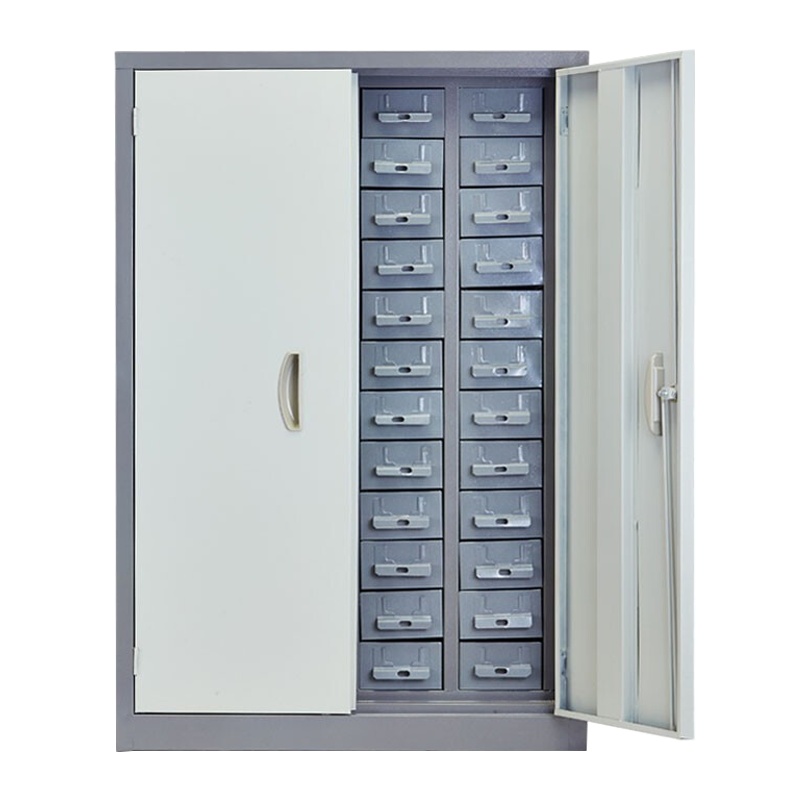 震海 48抽带门铁抽零件柜灰色中号抽屉五金配件收纳柜零配件收纳柜元件盒样品物料柜零件柜