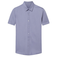 罗曼阿玛尼男士短袖衬衫官方旗舰店2021夏季新品立领纯色气质职业衬衫修身中年纯棉舒适爸爸装中青年大码男装