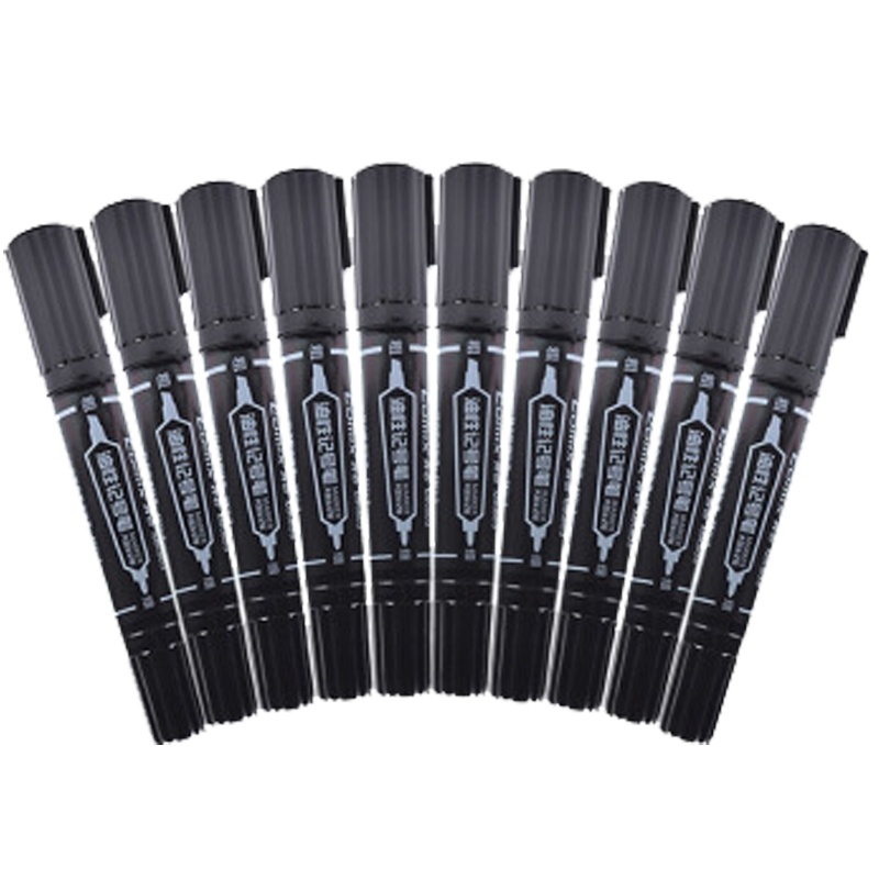 齐心(Comix) 10支装 大双头油性记号笔 黑色 MK803