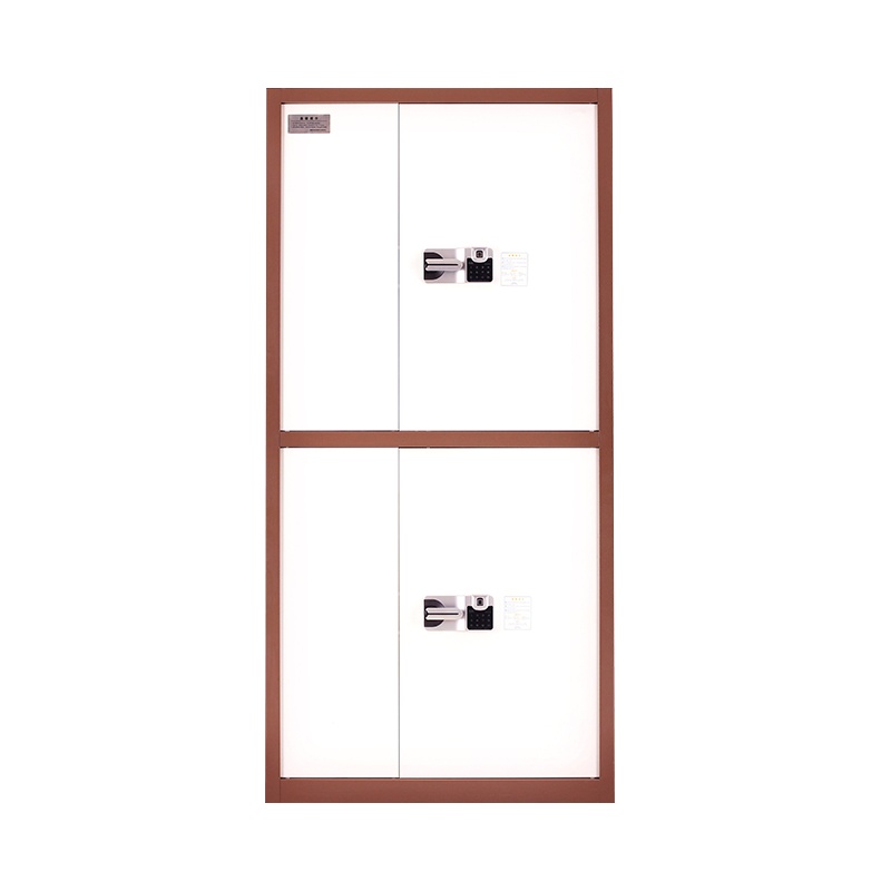 振奥 钢制电子保密柜密码档案柜资料办公柜保密文件铁皮柜 通双节咖白色国保指纹密码锁内二抽