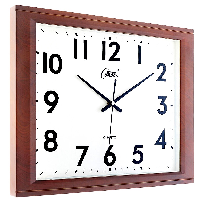 企购优品挂钟17英寸创意静音客厅钟表方形简约时钟居家办公挂表电子石英钟